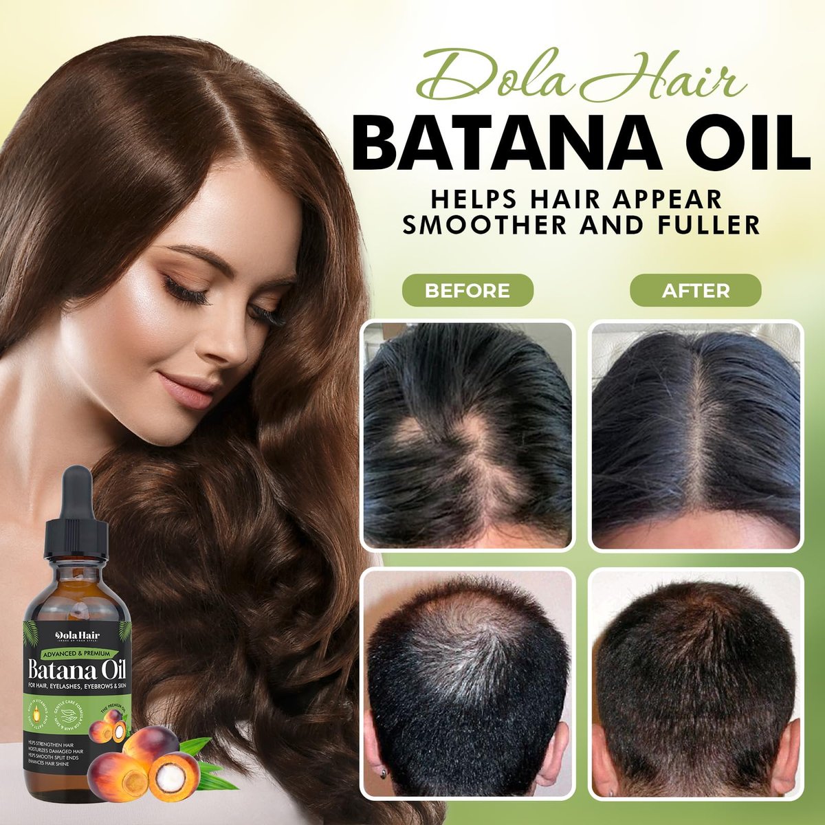 Dolahair Batana Oil for Hair Growth - 100% Natural Organic Pure Batana Hair Oil, Nourishes Damaged Hair, Natural Hair Growth Oil and Conditioner, 2.02 Fl Oz - görsel 6