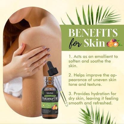 Dolahair Batana Oil for Hair Growth - 100% Natural Organic Pure Batana Hair Oil, Nourishes Damaged Hair, Natural Hair Growth Oil and Conditioner, 2.02 Fl Oz