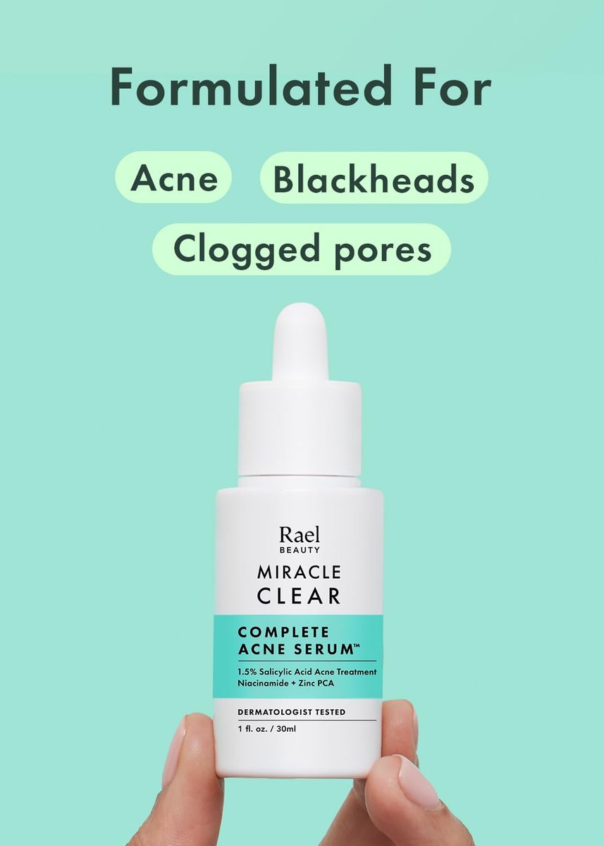 Rael Miracle Clear Serum – Salicylic Acid, Niacinamide & Zinc for Pore Minimizing & Acne-Prone Skin | Korean Skin Care (1 fl oz) Avelisse