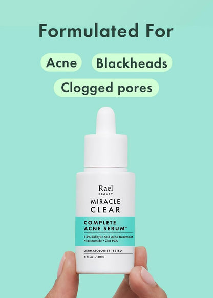 Rael Miracle Clear Serum – Salicylic Acid, Niacinamide & Zinc for Pore Minimizing & Acne-Prone Skin | Korean Skin Care (1 fl oz) Avelisse