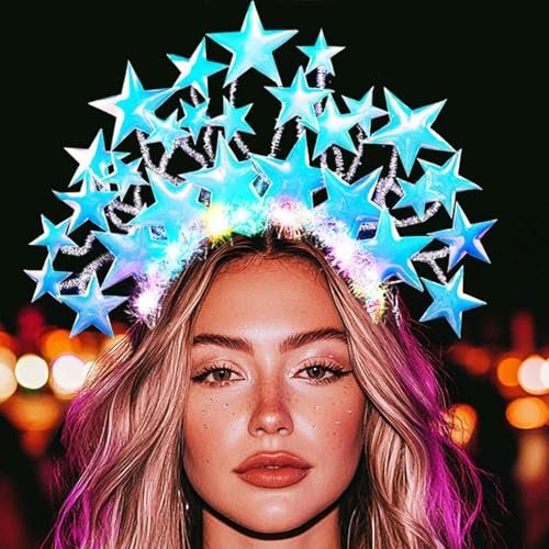 GORTIN Light Up Star Headband LED Headpiece Rave Stars Costume Hair Accessories for Women - görsel 4