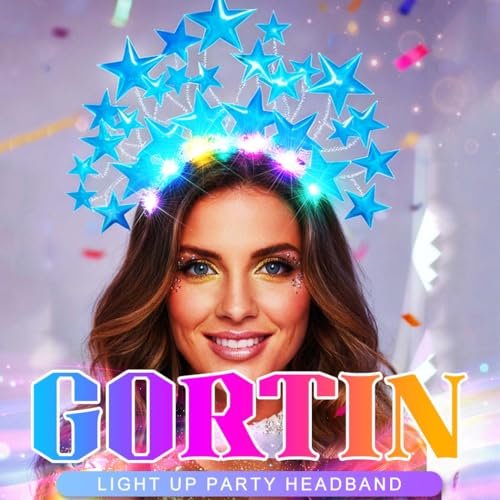 GORTIN Light Up Star Headband LED Headpiece Rave Stars Costume Hair Accessories for Women - görsel 6