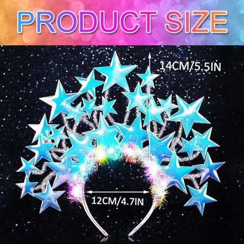 GORTIN Light Up Star Headband LED Headpiece Rave Stars Costume Hair Accessories for Women - görsel 8