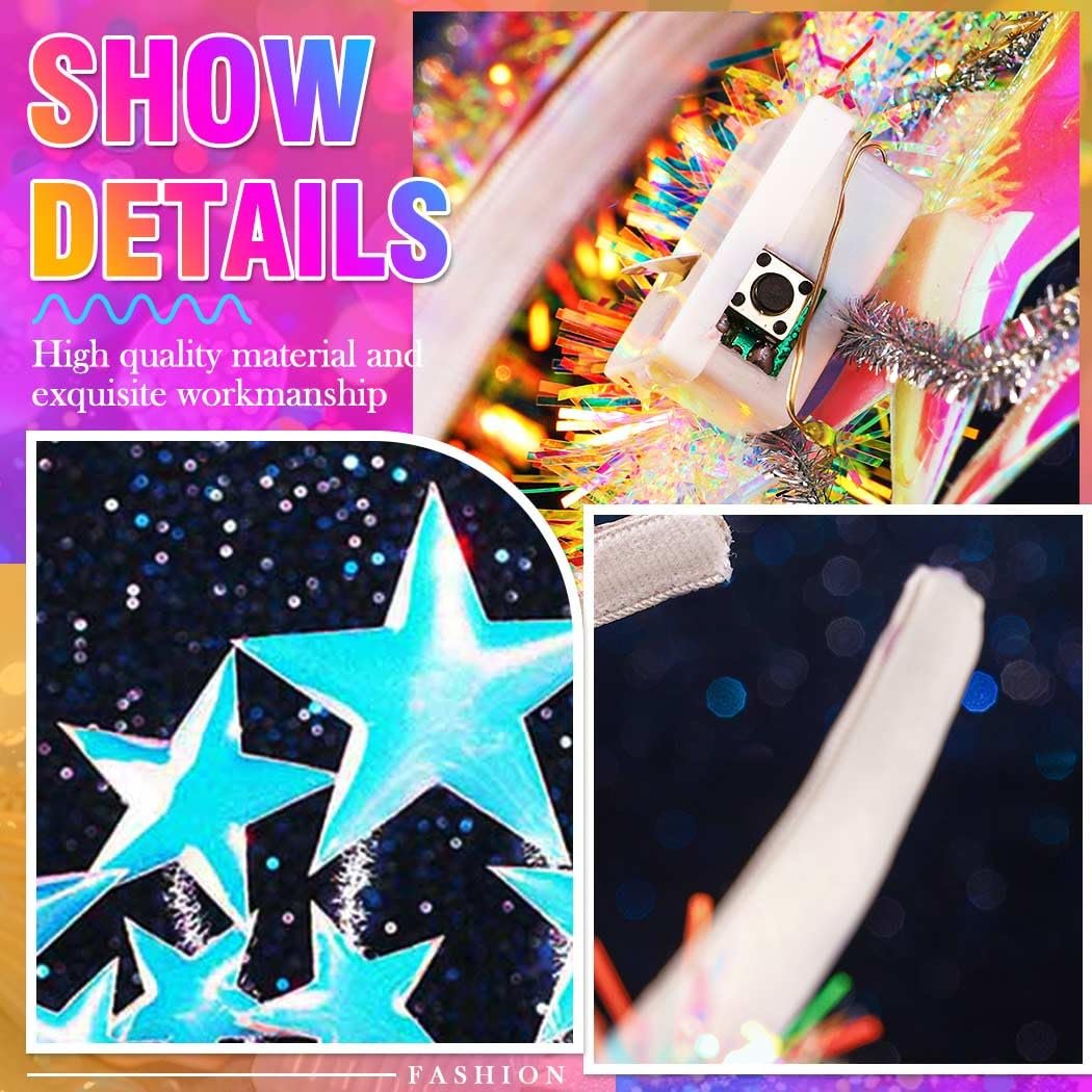 GORTIN Light Up Star Headband LED Headpiece Rave Stars Costume Hair Accessories for Women - görsel 9