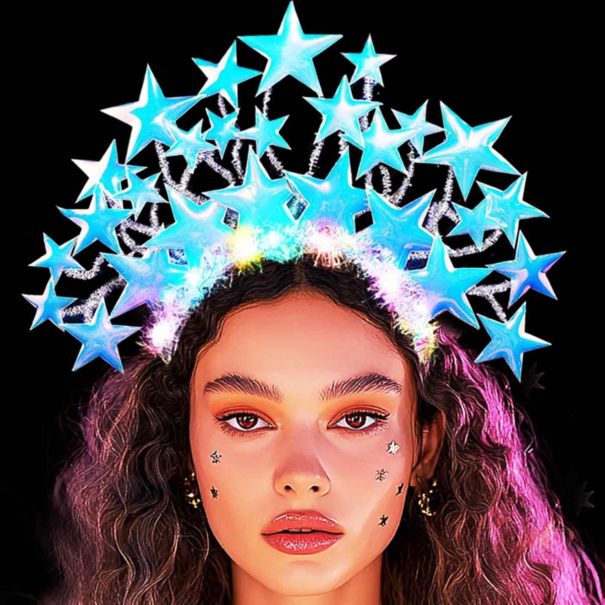 GORTIN Light Up Star Headband LED Headpiece Rave Stars Costume Hair Accessories for Women - görsel 11