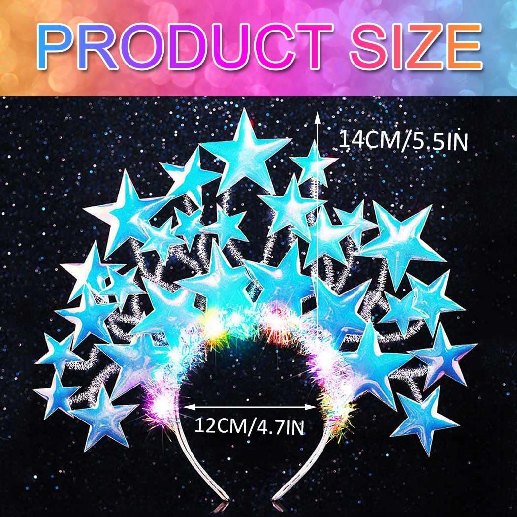 GORTIN Light Up Star Headband LED Headpiece Rave Stars Costume Hair Accessories for Women - görsel 7