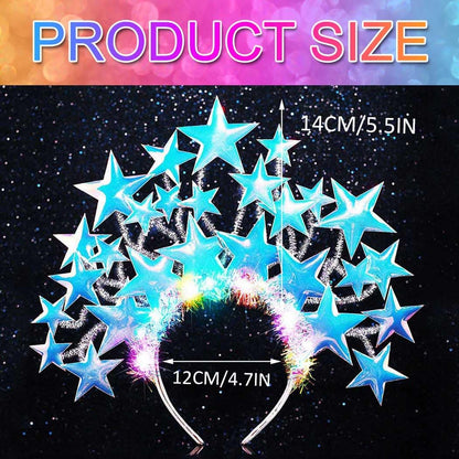 GORTIN Light Up Star Headband LED Headpiece Rave Stars Costume Hair Accessories for Women