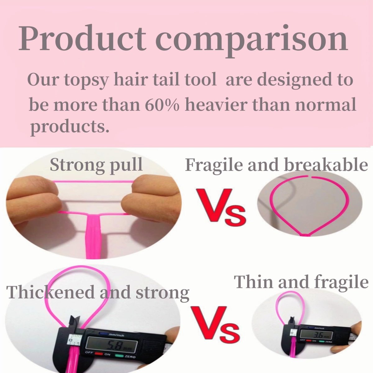 Schembo Topsy Tail Hair Tool Set – 6-Piece Loop Styling Tool for Ponytail Pull Through, 2 Sizes, 3 Colors (Pink/Purple/Blue) for Women, Girls & Kids - görsel 9