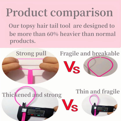 Schembo Topsy Tail Hair Tool Set – 6-Piece Loop Styling Tool for Ponytail Pull Through, 2 Sizes, 3 Colors (Pink/Purple/Blue) for Women, Girls & Kids