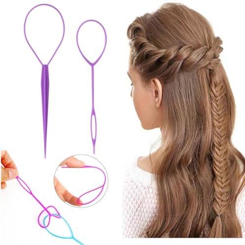 Schembo Topsy Tail Hair Tool Set – 6-Piece Loop Styling Tool for Ponytail Pull Through, 2 Sizes, 3 Colors (Pink/Purple/Blue) for Women, Girls & Kids - görsel 14