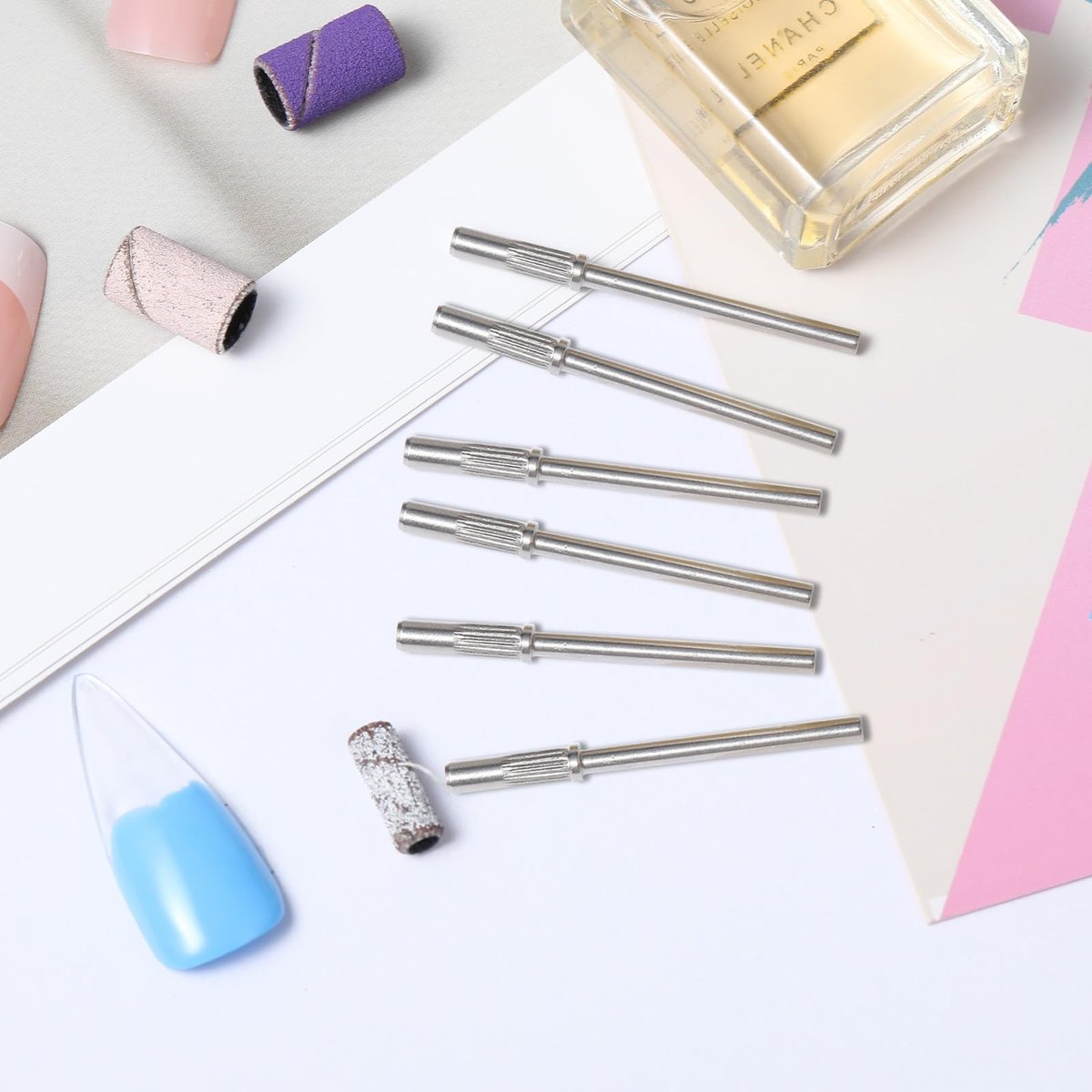 6-Piece Mandrel Bits for Small Sanding Bands – 3.1 mm Mini 3/32 Shank Nail Drill Bits for Electric Drill File Machine – Acrylic Nails Manicure Pedicure Tool - görsel 7