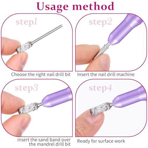 6-Piece Mandrel Bits for Small Sanding Bands – 3.1 mm Mini 3/32 Shank Nail Drill Bits for Electric Drill File Machine – Acrylic Nails Manicure Pedicure Tool - görsel 4