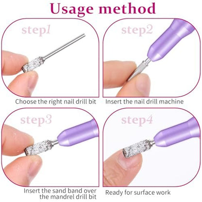 6-Piece Mandrel Bits for Small Sanding Bands – 3.1 mm Mini 3/32 Shank Nail Drill Bits for Electric Drill File Machine – Acrylic Nails Manicure Pedicure Tool