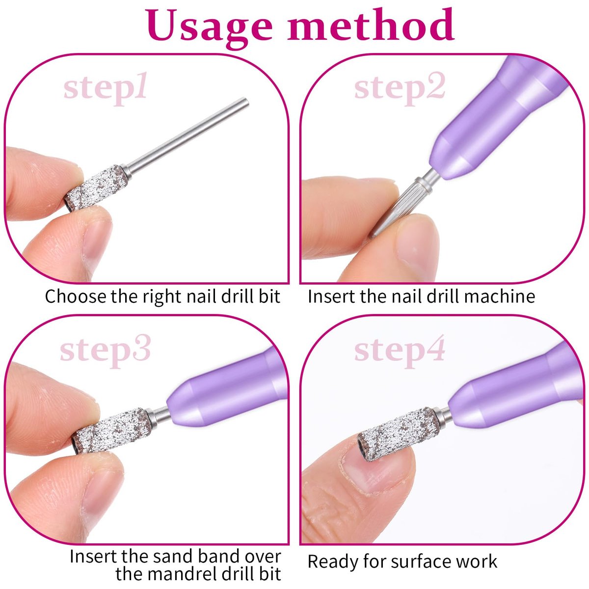 6-Piece Mandrel Bits for Small Sanding Bands – 3.1 mm Mini 3/32 Shank Nail Drill Bits for Electric Drill File Machine – Acrylic Nails Manicure Pedicure Tool - görsel 3