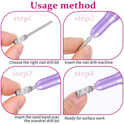 6-Piece Mandrel Bits for Small Sanding Bands – 3.1 mm Mini 3/32 Shank Nail Drill Bits for Electric Drill File Machine – Acrylic Nails Manicure Pedicure Tool