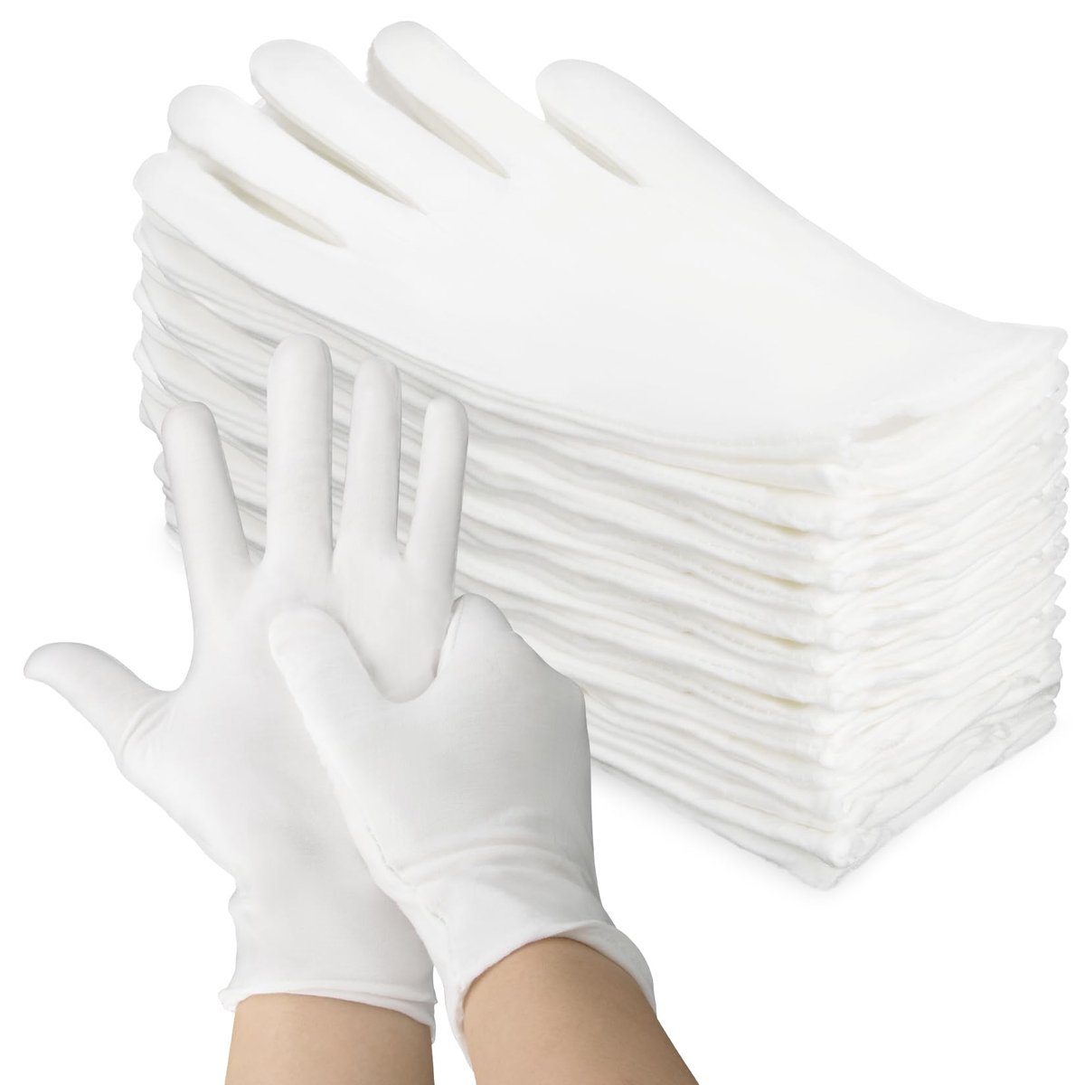 5 Pairs White Cotton Gloves - Breathable Cotton Gloves for Dry Hands, Sleeping, Inspection, Coin Handling, Reusable Soft Gloves for Eczema, Spa, Moisturizing - High Elasticity, Unisex - görsel 2