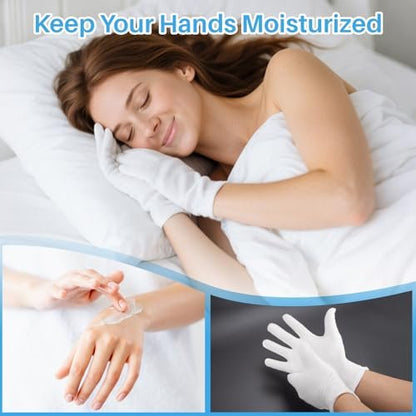 5 Pairs White Cotton Gloves - Breathable Cotton Gloves for Dry Hands, Sleeping, Inspection, Coin Handling, Reusable Soft Gloves for Eczema, Spa, Moisturizing - High Elasticity, Unisex