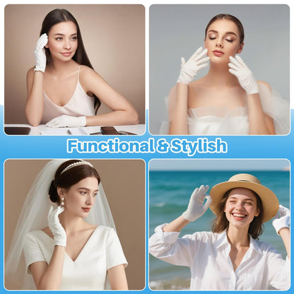 5 Pairs White Cotton Gloves - Breathable Cotton Gloves for Dry Hands, Sleeping, Inspection, Coin Handling, Reusable Soft Gloves for Eczema, Spa, Moisturizing - High Elasticity, Unisex