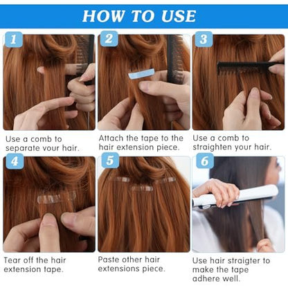 Mabor 120Pcs Double Sided Blue Adhesive Tape for Hair Extensions - 1.58 x 0.32 Inch Polyurethane Tape for Wig and Hair Replacement