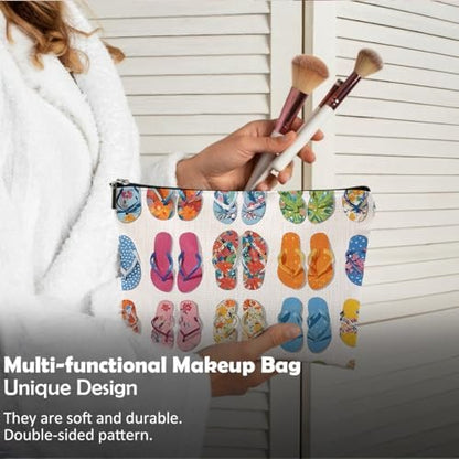 QGFM Multicolor Cartoon Beach-Themed Makeup Bag | Cosmetic Case for Women, Travel & Gym