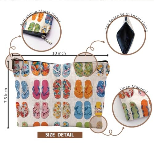 QGFM Multicolor Cartoon Beach-Themed Makeup Bag | Cosmetic Case for Women, Travel & Gym - görsel 10
