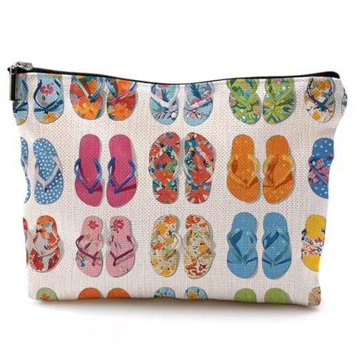 QGFM Multicolor Cartoon Beach-Themed Makeup Bag | Cosmetic Case for Women, Travel & Gym - görsel 2
