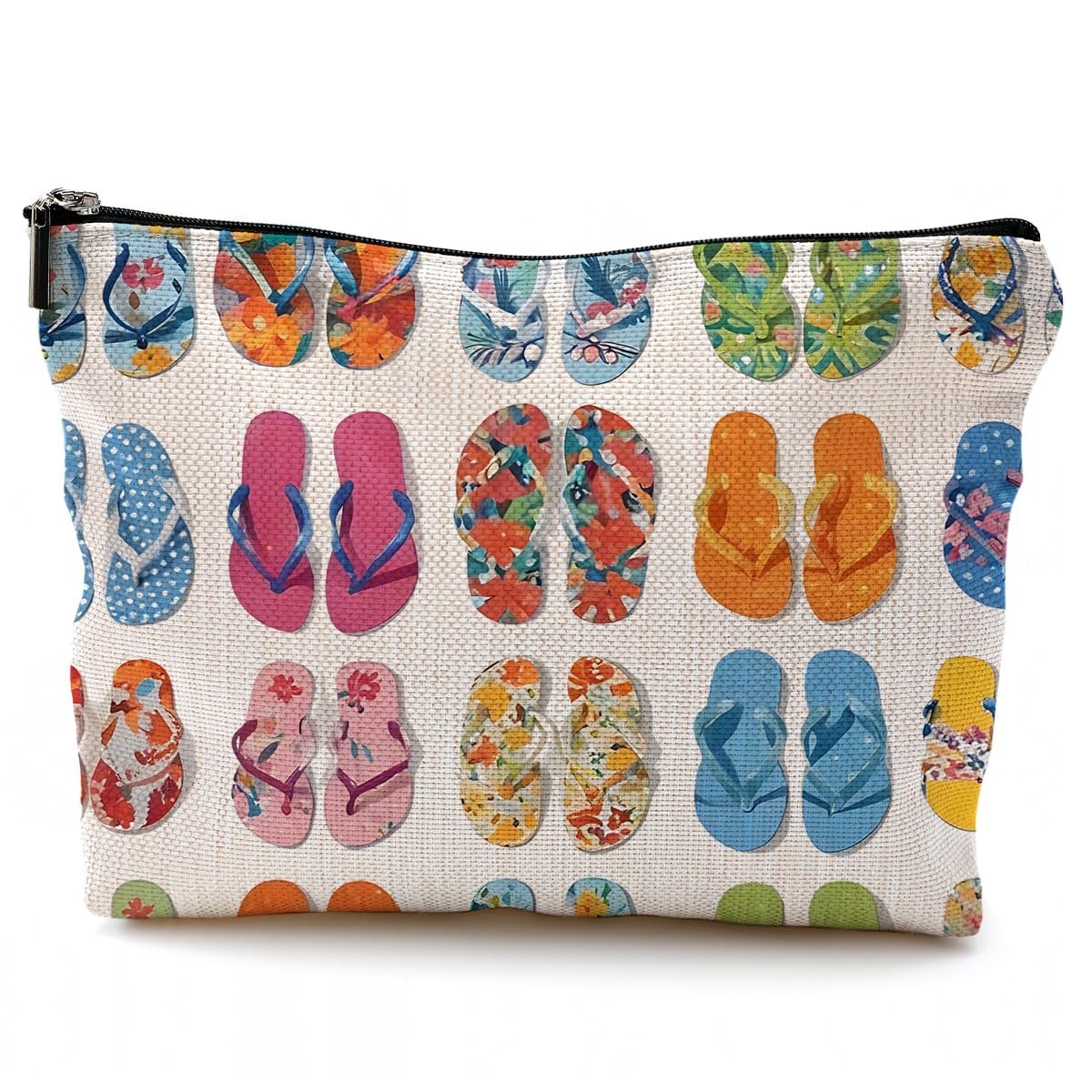 QGFM Multicolor Cartoon Beach-Themed Makeup Bag | Cosmetic Case for Women, Travel & Gym - görsel 1