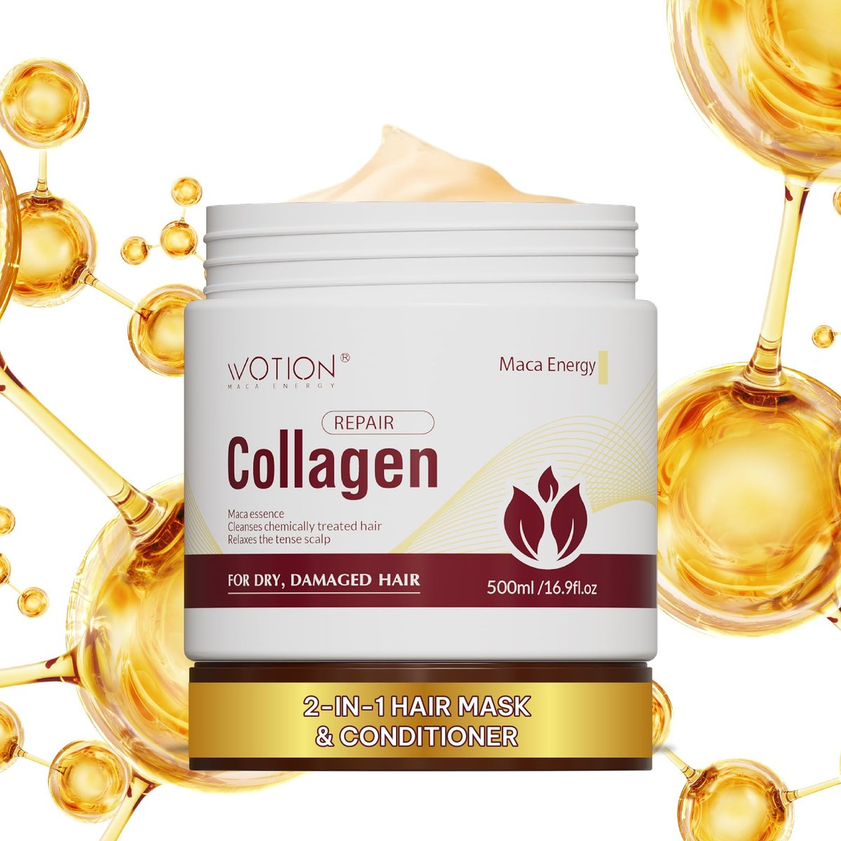 WOTION Deep Repair Conditioning Argan Oil Collagen Hair Mask - 16.9 Fl Oz Avelisse