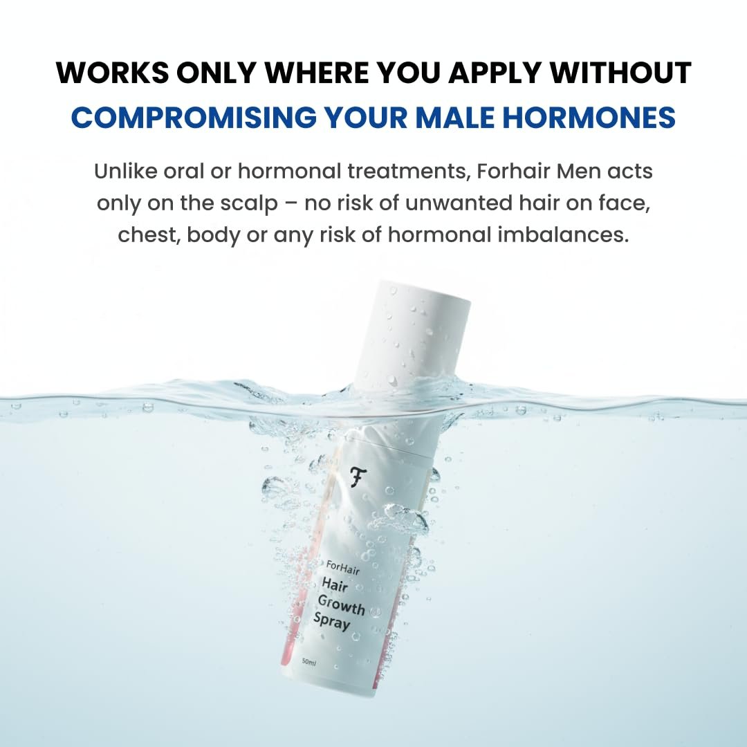 ForHair Men Hair Growth Spray – Stimulates New Hair, Strengthens Follicles – Local Regrowth Action, No Unwanted Body Hair – Safe and Easy Alternative to Pills, Costly and Painful Treatments Avelisse