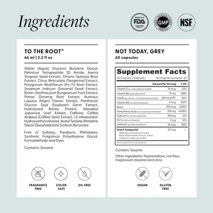 Arey The System Daily Hair Serum & Supplement for Women & Men | Slows Grey Hair in 3–6 Months | Complete Anti Grey System with Biotin, B + D Vitamins (1 Month Supply) Avelisse
