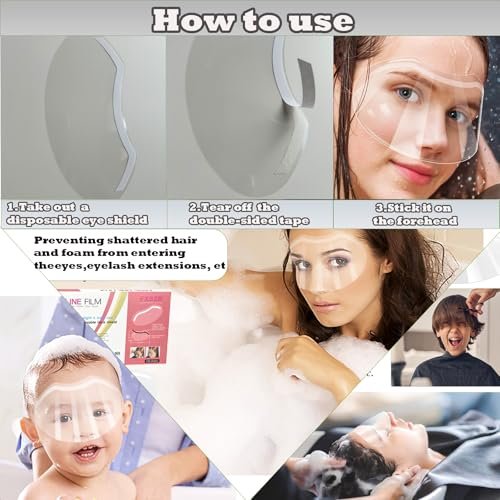 CLOEWCL 100 Pcs Disposable Clear Plastic Eye Shield for Showering, Haircut, Lash Aftercare – Shower Visor for Adults - görsel 8