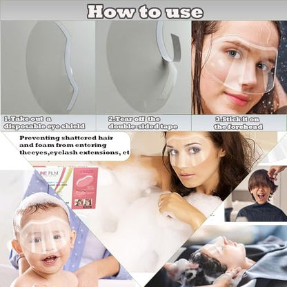 CLOEWCL 100 Pcs Disposable Clear Plastic Eye Shield for Showering, Haircut, Lash Aftercare – Shower Visor for Adults