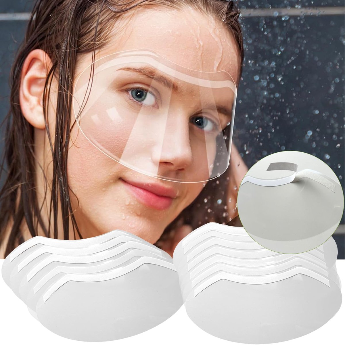 CLOEWCL 100 Pcs Disposable Clear Plastic Eye Shield for Showering, Haircut, Lash Aftercare – Shower Visor for Adults - görsel 1