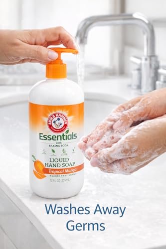 Arm & Hammer Essentials Gentle Baking Soda Liquid Hand Soap, Tropical Mango, 12 fl oz (Pack of 2)