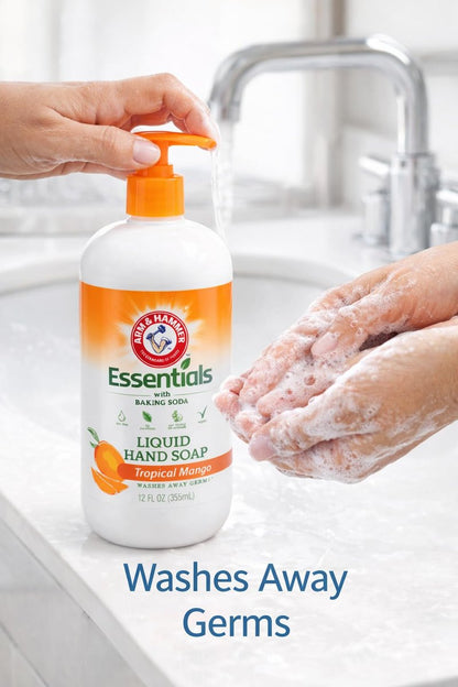 Arm & Hammer Essentials Gentle Baking Soda Liquid Hand Soap, Tropical Mango, 12 fl oz (Pack of 2)