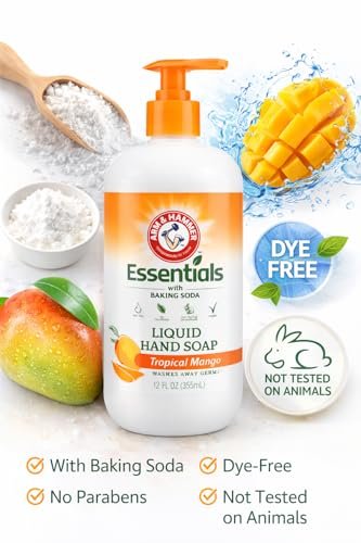 Arm & Hammer Essentials Gentle Baking Soda Liquid Hand Soap, Tropical Mango, 12 fl oz (Pack of 2)