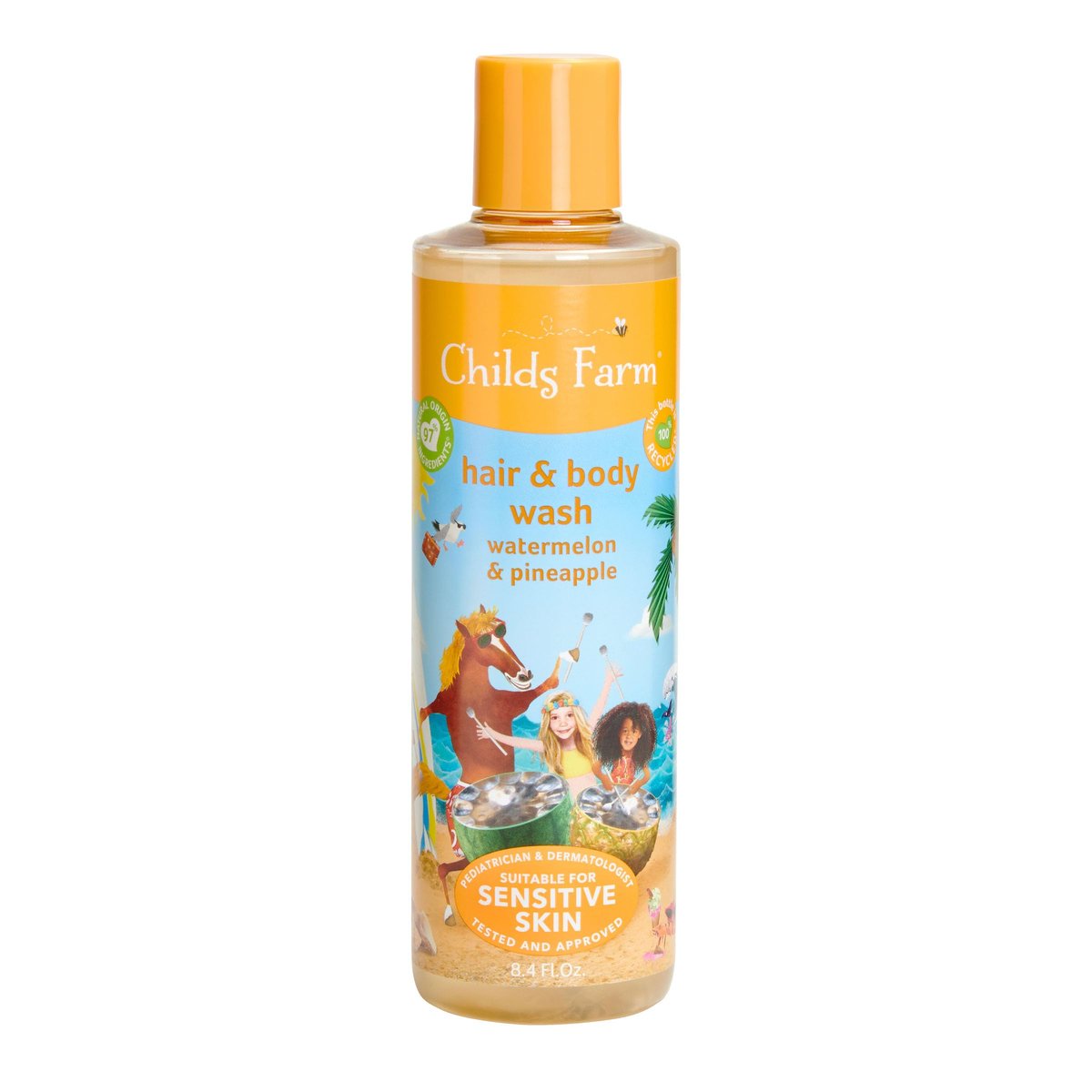 Childs Farm Kids Hair & Body Wash for Dry, Sensitive Skin, Watermelon & Organic Pineapple, 8.4 Fl Oz - görsel 1
