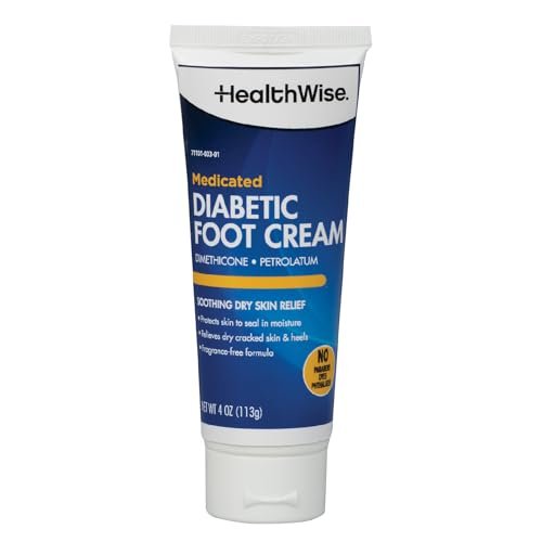 HealthWise Medicated Diabetic Foot Cream – Dimethicone + Petrolatum – Protects & Seals Dry, Cracked Heels – Paraben-Free & Odor-Free – 4 oz - görsel 2
