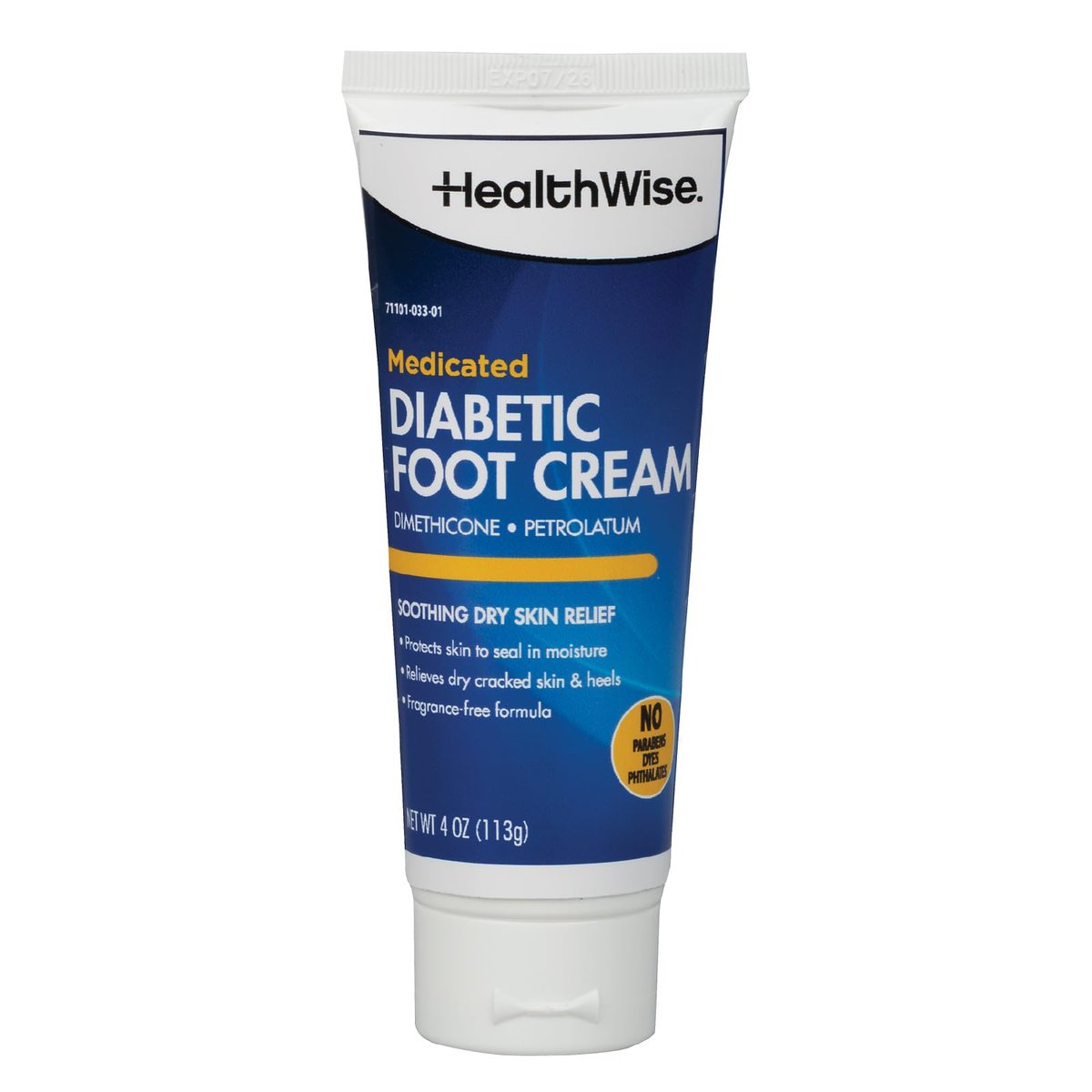 HealthWise Medicated Diabetic Foot Cream – Dimethicone + Petrolatum – Protects & Seals Dry, Cracked Heels – Paraben-Free & Odor-Free – 4 oz - görsel 1