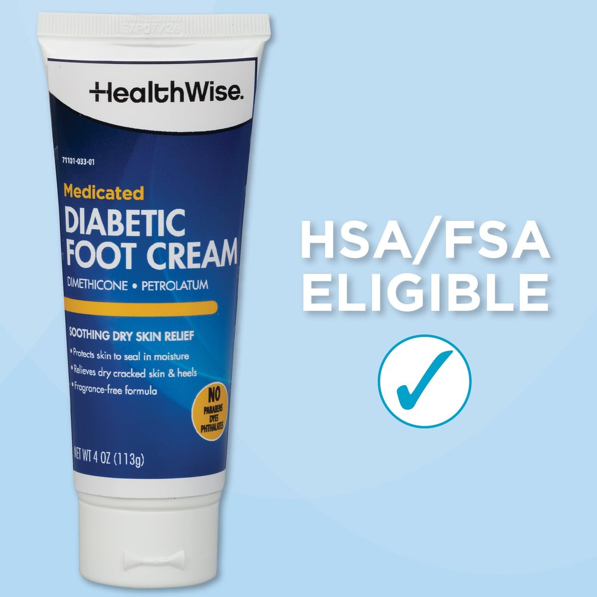 HealthWise Medicated Diabetic Foot Cream – Dimethicone + Petrolatum – Protects & Seals Dry, Cracked Heels – Paraben-Free & Odor-Free – 4 oz - görsel 15