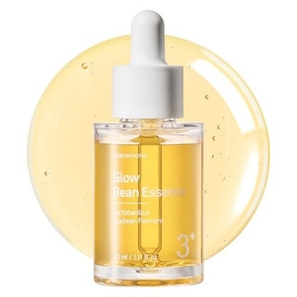 TOSOWOONG Glow Bean Essence - 31,025ppm Soybean Ferment Extract Face Serum for Glass Skin, Exfoliating, Hydrating, Radiant Moisturizer, Korean Skin Care, 33ml
