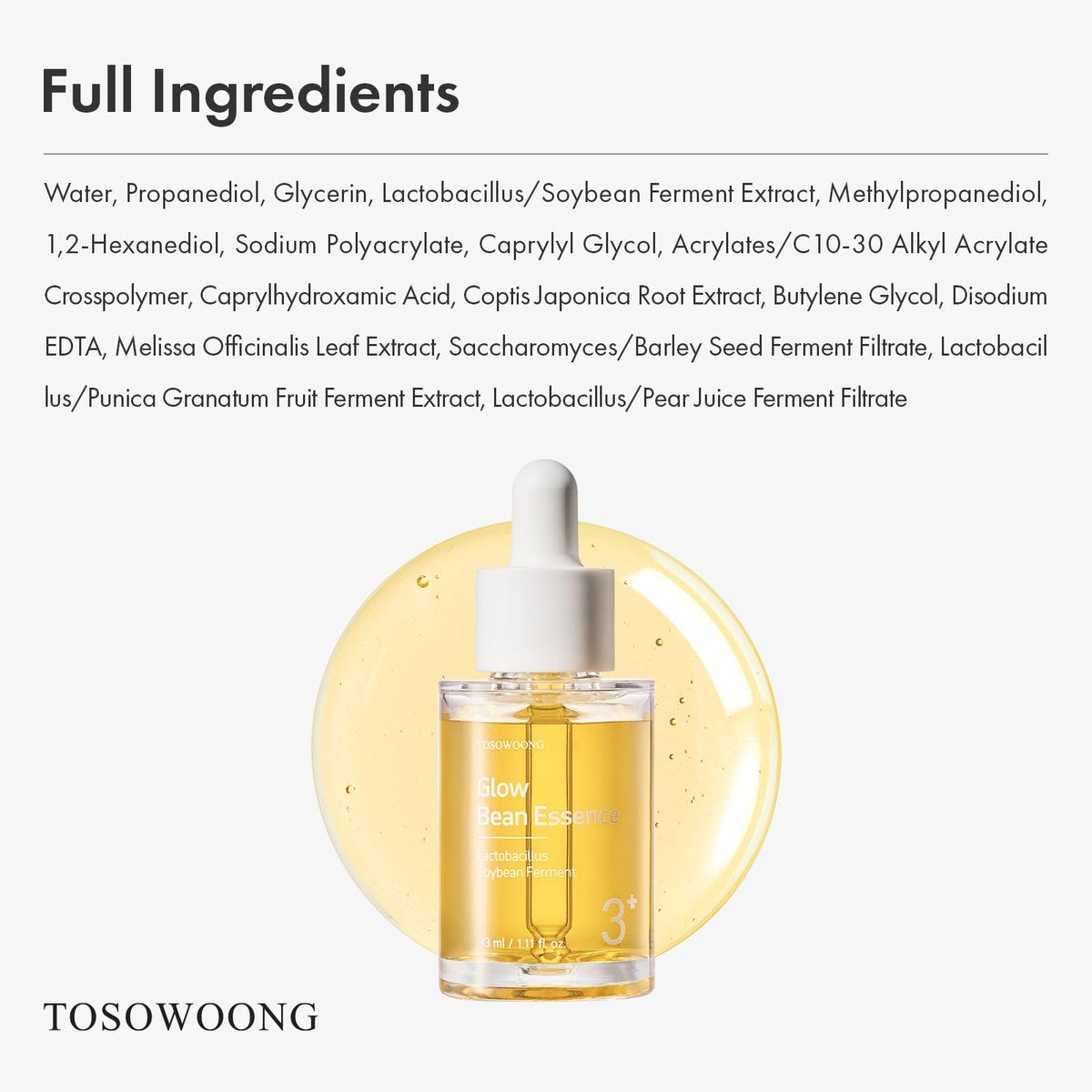 TOSOWOONG Glow Bean Essence - 31,025ppm Soybean Ferment Extract Face Serum for Glass Skin, Exfoliating, Hydrating, Radiant Moisturizer, Korean Skin Care, 33ml - görsel 12