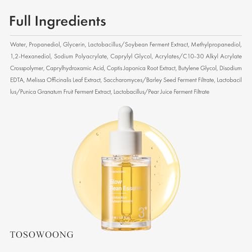 TOSOWOONG Glow Bean Essence - 31,025ppm Soybean Ferment Extract Face Serum for Glass Skin, Exfoliating, Hydrating, Radiant Moisturizer, Korean Skin Care, 33ml - görsel 11