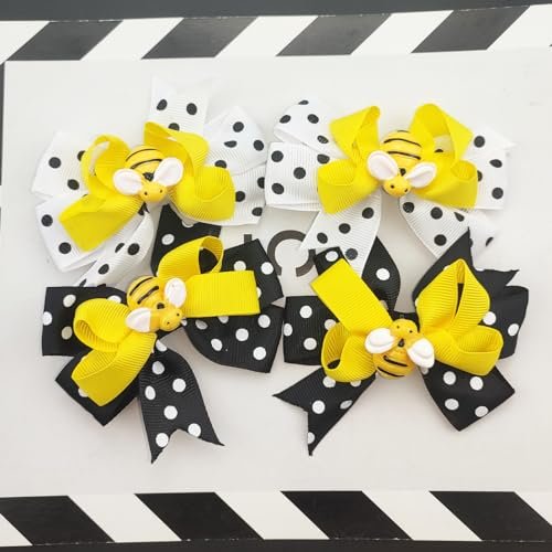 Jaczora 4 PCS Bee Hair Clips - Cute Honey Bee Alligator Hair Pins with Polka Dot Bows, Multicolor, Modern Style for Women & Adults - görsel 6