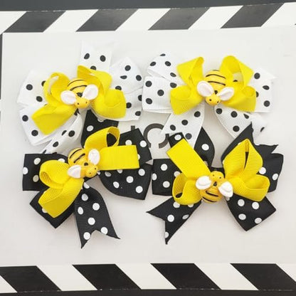 Jaczora 4 PCS Bee Hair Clips - Cute Honey Bee Alligator Hair Pins with Polka Dot Bows, Multicolor, Modern Style for Women & Adults