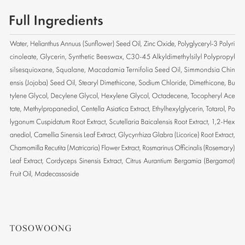 TOSOWOONG Zinc Oxide 10 Cream - 100,000ppm Zinc Oxide for Acne, Redness, Rosacea, Skin Barrier Repair, Moisturizing, Non-Comedogenic Korean Skincare, 50g/1.76 oz Avelisse