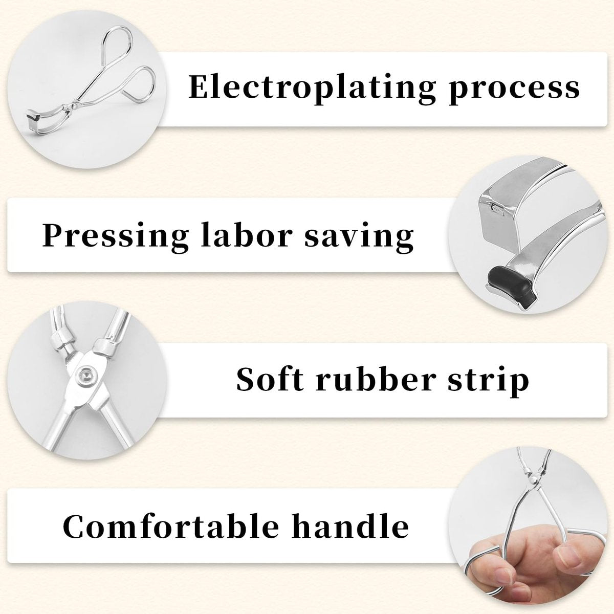 Qiifaiikooii Eyelash Curler for Short Lashes – Stainless Steel Lash Curler for Dramatic Curl in Seconds (Silver) - görsel 9