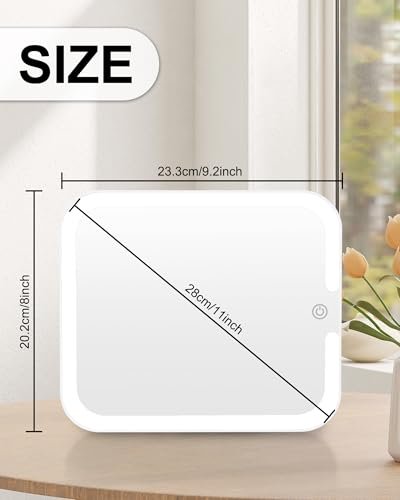Relavel Makeup Mirror with Lights - LED Replacement for Makeup Bag, 3 Color Lighting, Brightness Adjustable, 8.3 x 5.1 Inches, White Avelisse