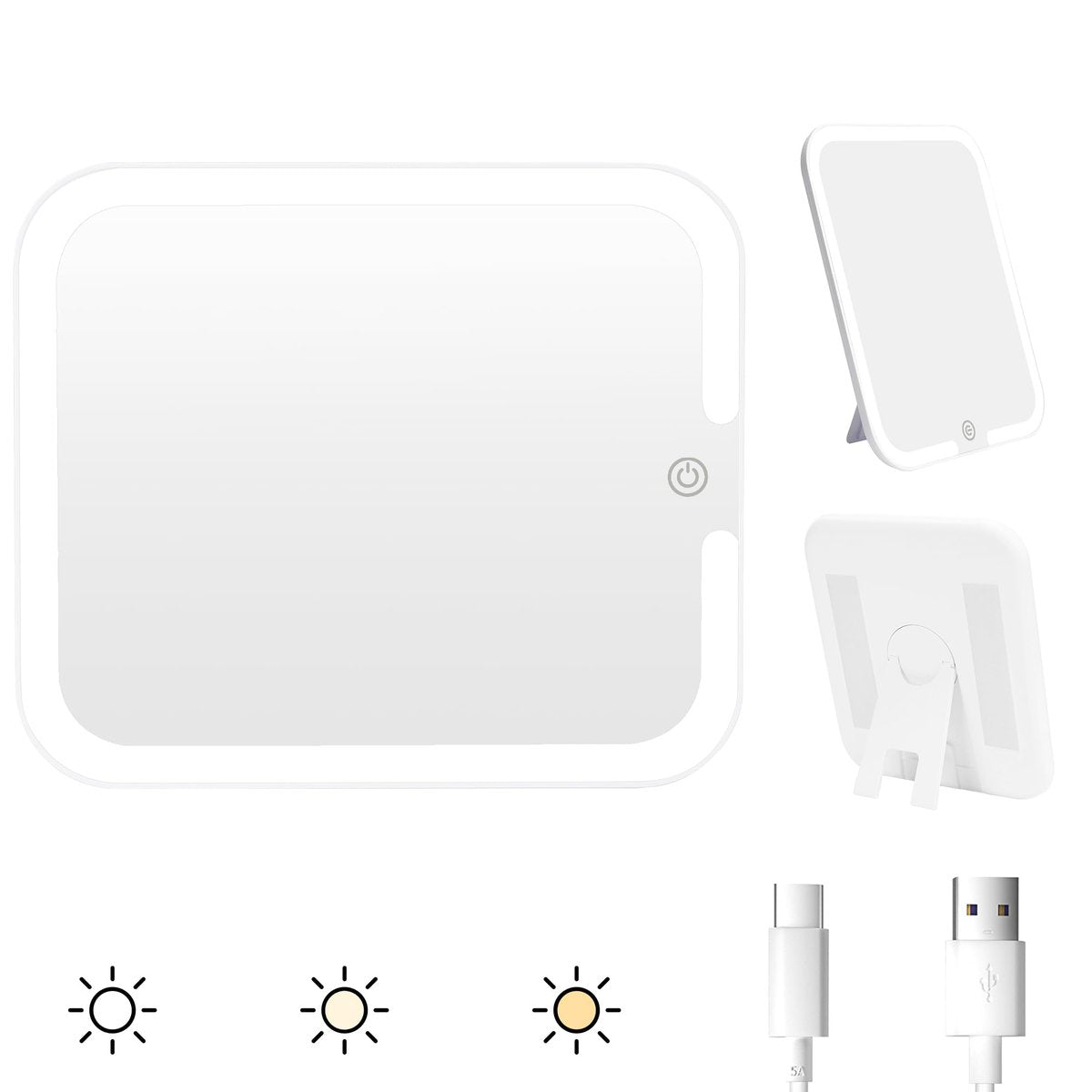 Relavel Makeup Mirror with Lights - LED Replacement for Makeup Bag, 3 Color Lighting, Brightness Adjustable, 8.3 x 5.1 Inches, White Avelisse