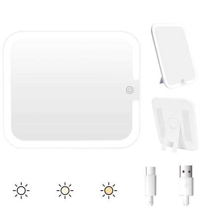 Relavel Makeup Mirror with Lights - LED Replacement for Makeup Bag, 3 Color Lighting, Brightness Adjustable, 8.3 x 5.1 Inches, White Avelisse